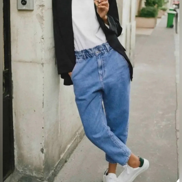 Zara Denim - Zara 90’s Vintage Style Paper Bag Carrot Leg Ankle Jeans Size 10